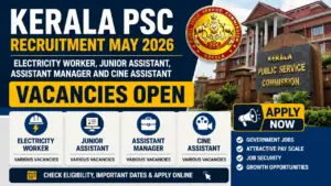 Kerala PSC Recruitment 2026 — 985 KSEB Electricity Worker and Other Vacancies at keralapsc.gov.in